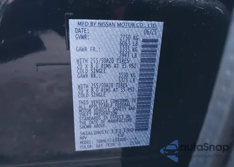 2026 Infiniti Qx60 Autograph Awd z USA, uszkodzony, nr VIN 5N1AL1HU5TC331390